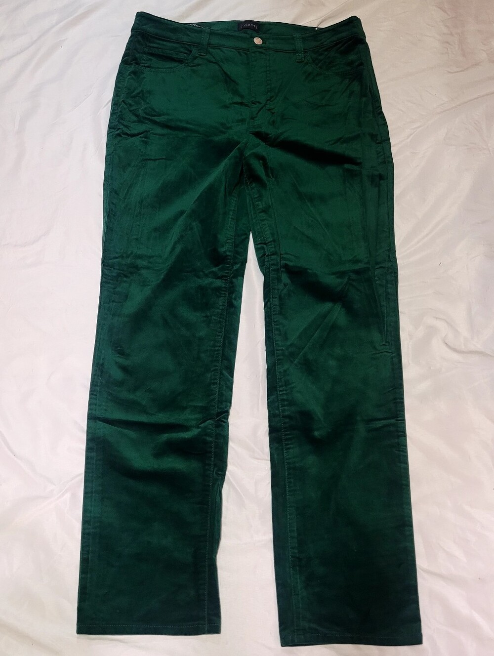 Talbots Green Velveteen Straight Leg Pant, Size 12